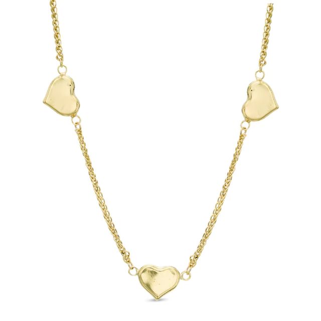 Triple Heart Necklace in 10K Gold