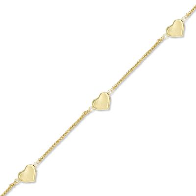 Triple Heart Bracelet in 10K Gold - 7.5"