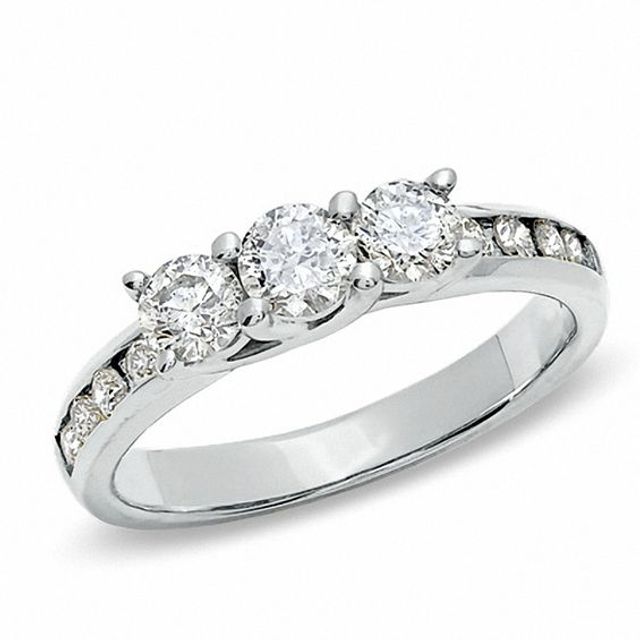 1-1/2 CT. T.w. Diamond Three Stone Ring in 10K White Gold