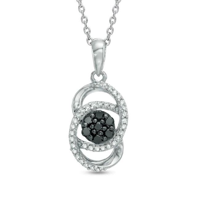 1/5 CT. T.w. Enhanced Black and White Diamond Cluster Orbit Pendant in Sterling Silver