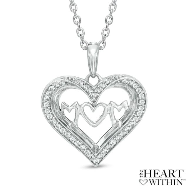 The Heart WithinÂ® 1/8 CT. T.w. Diamond Mom Heart Pendant in Sterling Silver