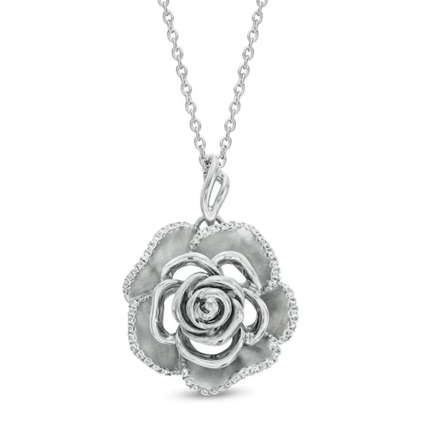 Vera Wang Love Collection 1/5 CT. T.w. Diamond Rose Pendant in Sterling Silver