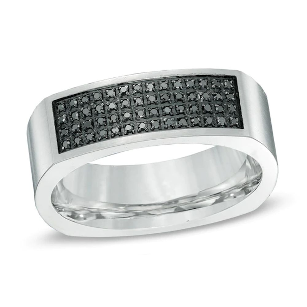 1/6 CT. T.w. Black Diamond Ring in Stainless Steel - Size 10