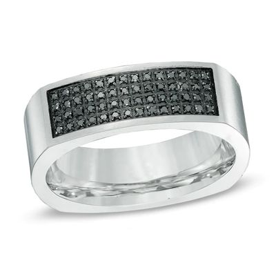 1/6 CT. T.w. Black Diamond Ring in Stainless Steel - Size 10