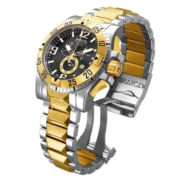 Men's Invicta Excursion Chronograph Two-Tone Watch with Black Dial Watch (Model: 15332)