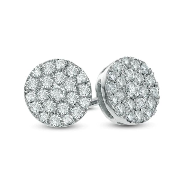 1/4 CT. T.w. Diamond Carnation Cluster Stud Earrings in 10K White Gold