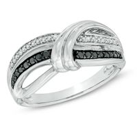 1/10 CT. T.w. Enhanced Black and White Diamond Overlay Ring in Sterling Silver