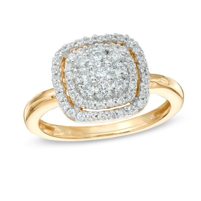 1/2 CT. T.w. Multi-Diamond Frame Ring in 10K Gold