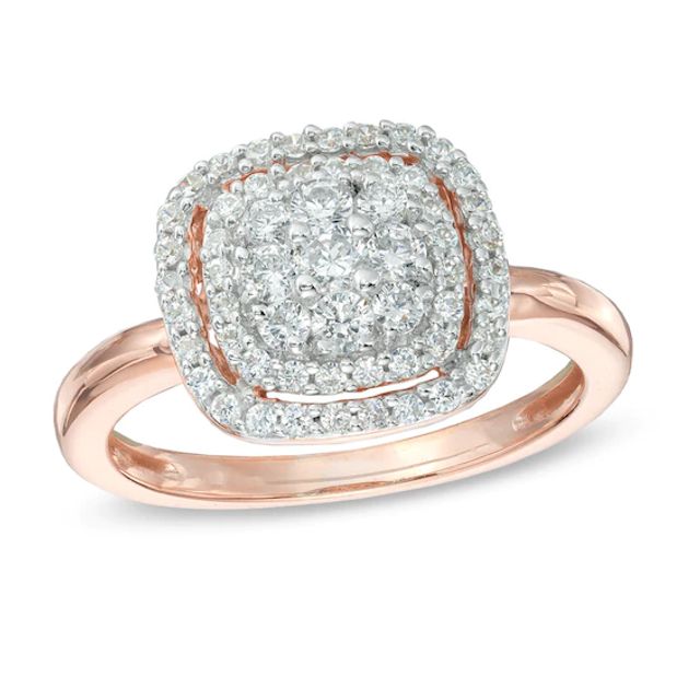 1/2 CT. T.w. Multi-Diamond Frame Ring in 10K Rose Gold