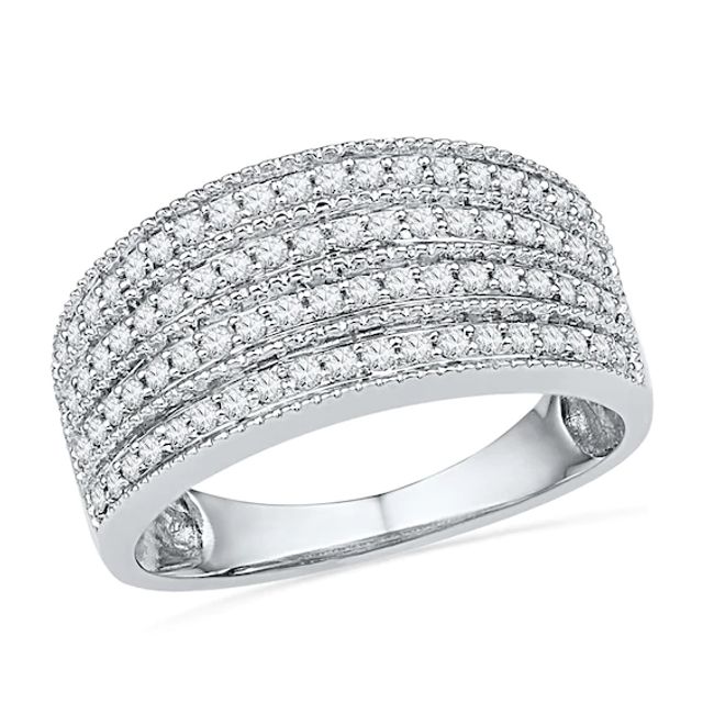 1/2 CT. T.w. Diamond Multi-Row Band in 10K White Gold