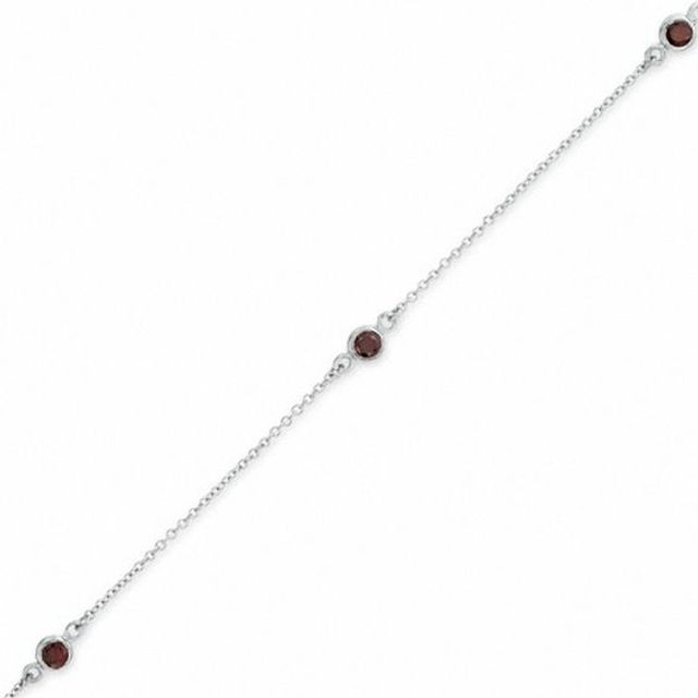 1/3 CT. T.w. Enhanced Red Diamond Three Stone Station Bracelet in Sterling Silver - 7.5"