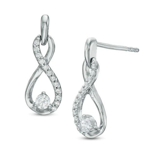1/5 CT. T.w. Diamond Infinity Drop Earrings in 10K White Gold