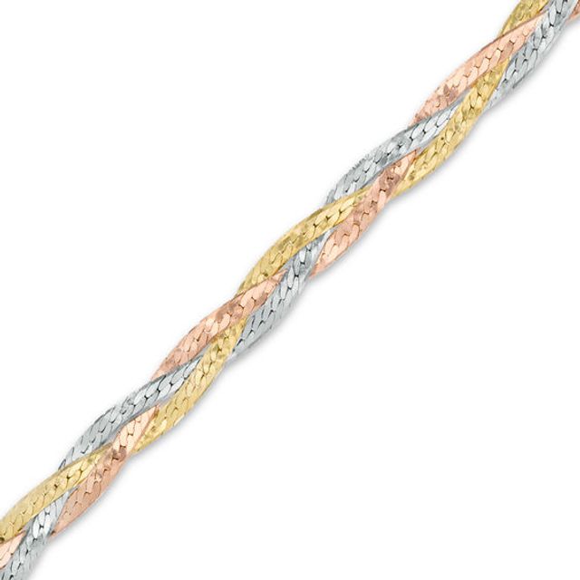 Herringbone Chain Bracelet in 10K Tri-Tone Gold - 7.5"