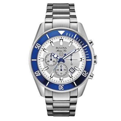 Men's Bulova Marine Star Chronograph Watch with White Dial (Model: 98B204)