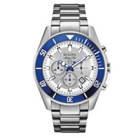 Men's Bulova Marine Star Chronograph Watch with White Dial (Model: 98B204)