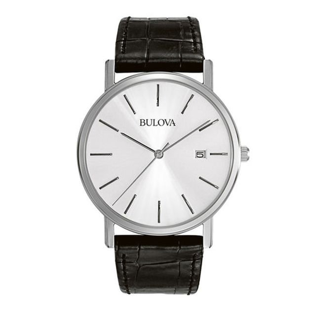 Men's Bulova Dress Collection Strap Watch with Silver-Tone Dial (Model: 96B104)