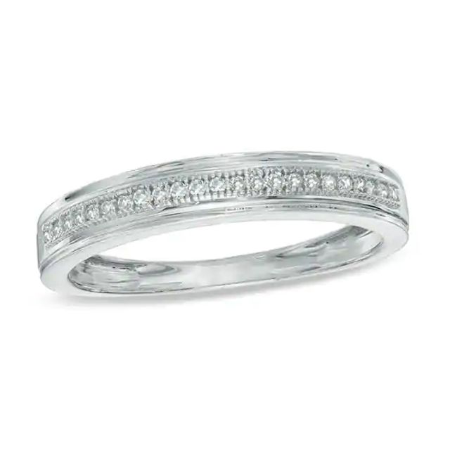 Men's 1/20 CT. T.w. Diamond Wedding Band in 10K White Gold