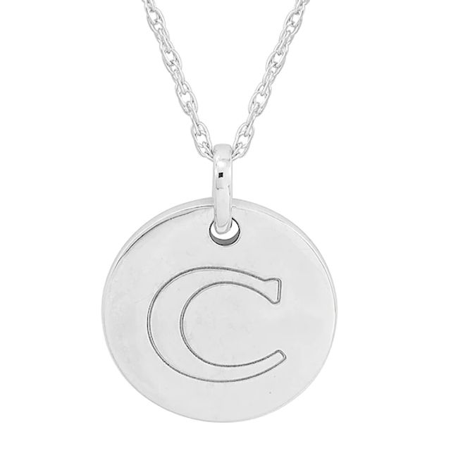 Personality Charms "C" Initial Charm Disk Starter Pendant in Sterling Silver