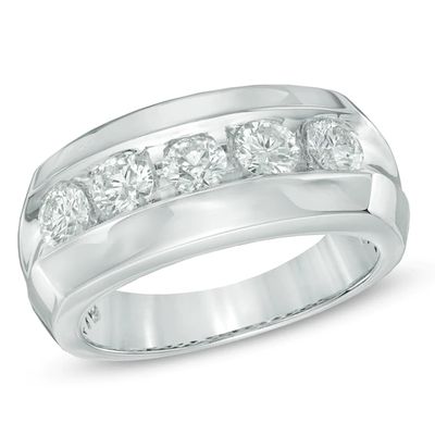 Men's 1-1/2 CT. T.w. Diamond Wedding Band in 14K White Gold