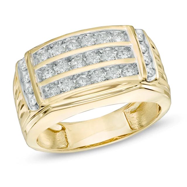 Men's 1 CT. T.w. Diamond Three Row Ring in 14K Gold