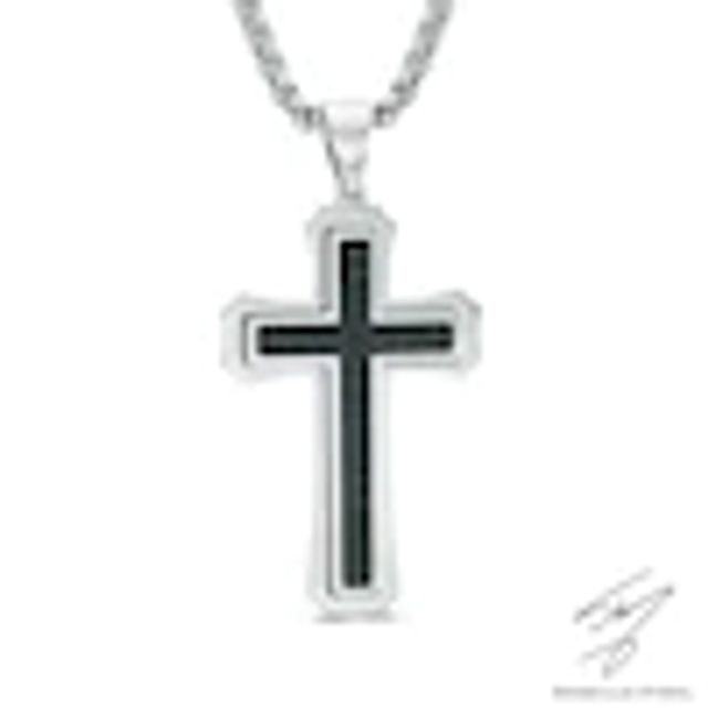 Carbon Fiber Stacked Cross Pendant 