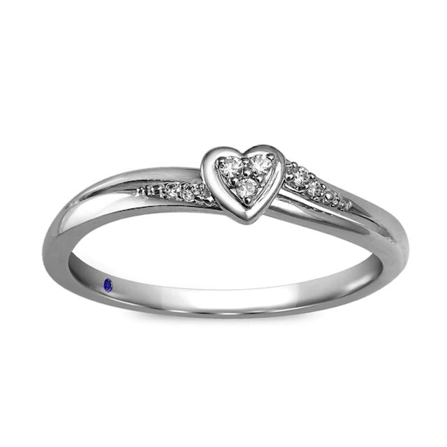 1/20 CT. T.w. Heart-Shaped Multi-Diamond Promise Ring in 10K White Gold