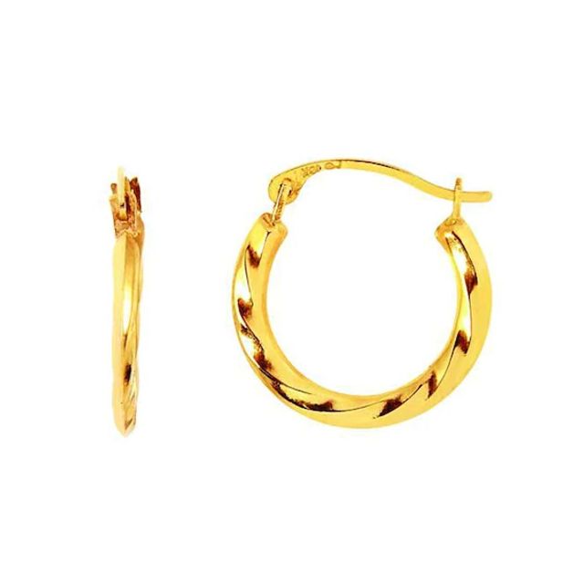 Diamond-Cut Twist Hoop Earrings in 14K Gold