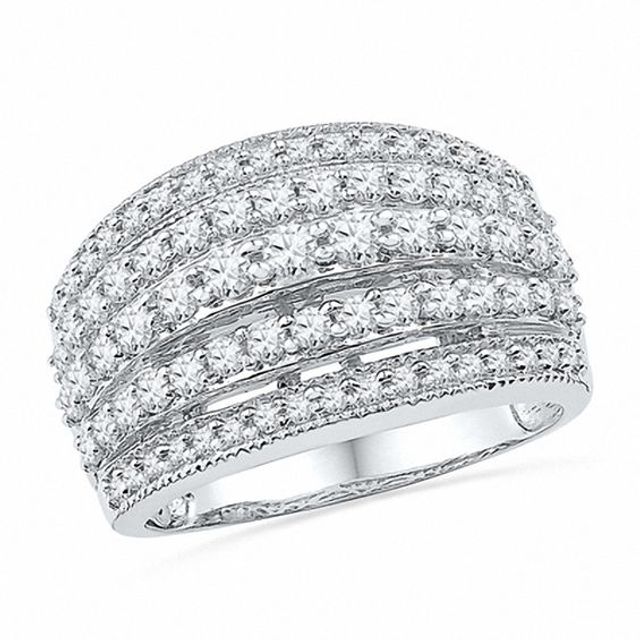 1-1/4 CT. T.w. Diamond Vintage-Style Multi-Row Ring in 10K White Gold