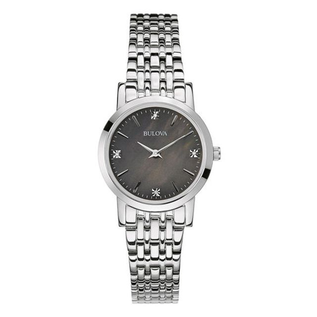 Ladies' Bulova Diamond Accent Watch with Black Mother-of-Pearl Dial (Model: 96P148)