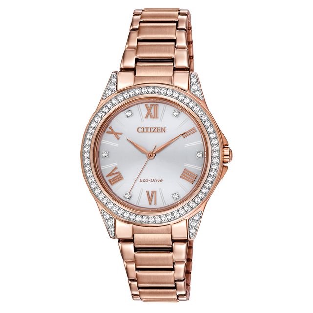 Ladies' Drive from Citizen Eco-DriveÂ® Crystal Accent Watch with White Dial (Model: Em0322-51A)