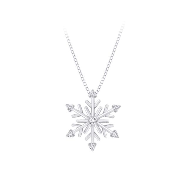 1/10 CT. T.w. Diamond Snowflake Pendant in Sterling Silver