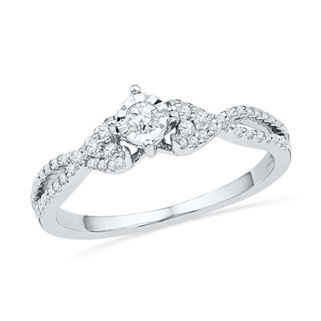 1/4 CT. T.w. Diamond Twist Shank Promise Ring in 10K White Gold