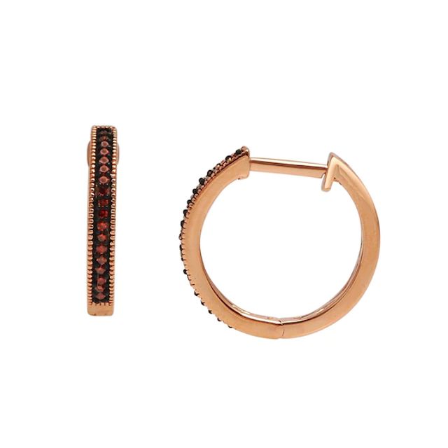 1/10 CT. T.w. Enhanced Cognac Diamond Hoop Earrings in 10K Rose Gold