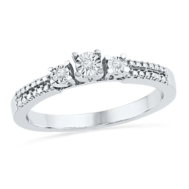 Diamond Accent Trio Promise Ring in Sterling Silver