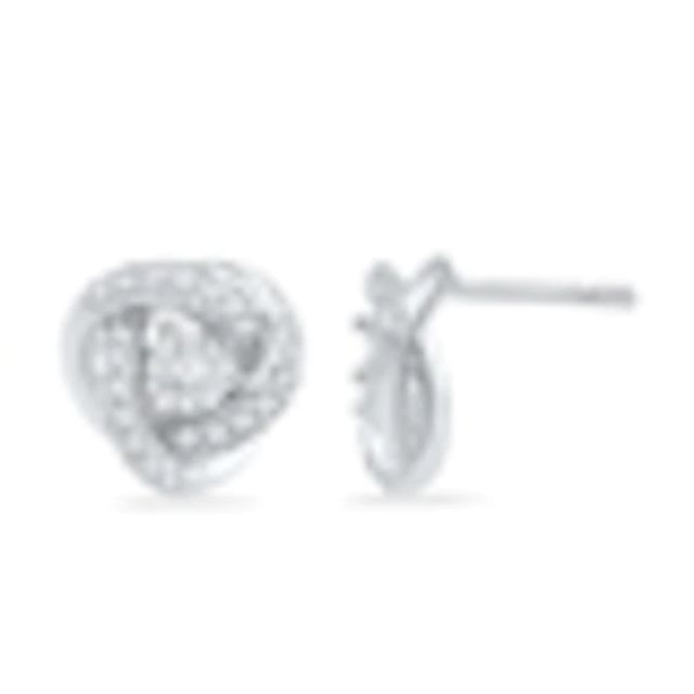 1/5 CT. T.w. Diamond Love Knot Stud Earrings in Sterling Silver
