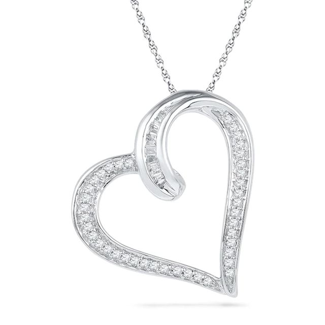 1/5 CT. T.w. Diamond Tilted Looping Heart Pendant in Sterling Silver