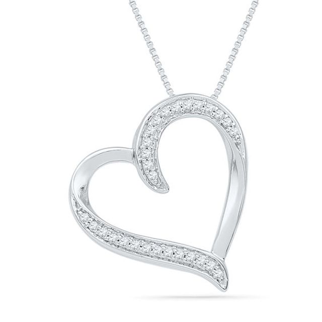 1/5 CT. T.w. Diamond Tilted Heart Pendant in Sterling Silver