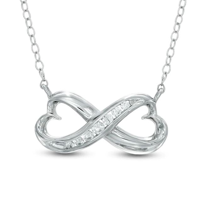 Sideways double infinity charm necklace in solid 10K, 14K or 18K Gold