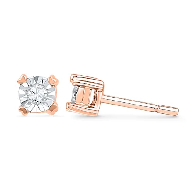 1/20 CT. T.w. Diamond Accent Solitaire Stud Earrings in 10K Rose Gold