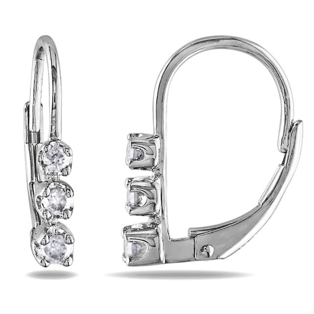 1/4 CT. T.w. Diamond Three Stone Drop Earrings in Sterling Silver