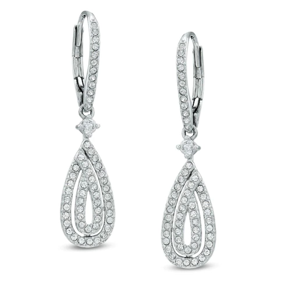 AVA Nadri Crystal Teardrop Earrings in White Rhodium Brass