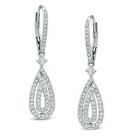 AVA Nadri Crystal Teardrop Earrings in White Rhodium Brass
