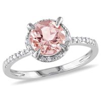 7.0mm Morganite and Diamond Accent Frame Engagement Ring in 10K White Gold