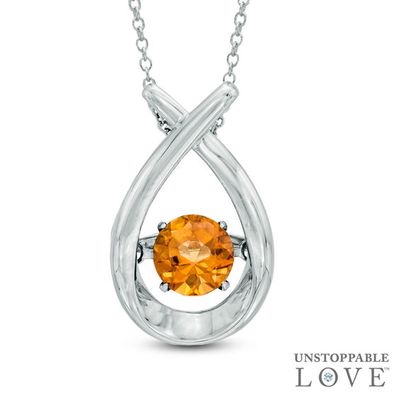 6.0mm Citrine Pendant in Sterling Silver