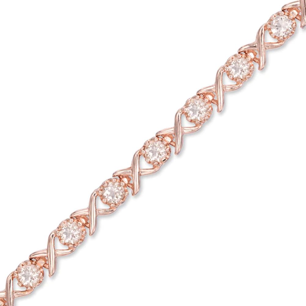 Morganite "Xo" Bracelet in Sterling Silver with 18K Rose Gold Plate - 7.25"