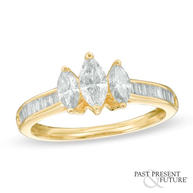 1 CT. T.w. Marquise Diamond Past Present FutureÂ® Ring in 14K Gold