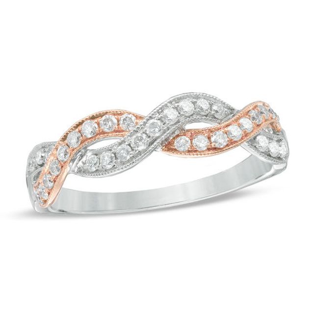 1/3 CT. T.w. Diamond Loose Braid Anniversary Band in 14K Two-Tone Gold