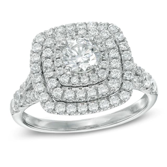 1-1/2 CT. T.w. Diamond Layered Frame Engagement Ring in 14K White Gold