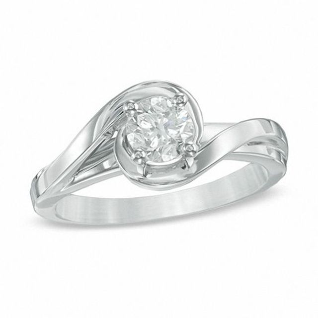 3/4 CT. Diamond Solitaire Bypass Ring in 14K White Gold