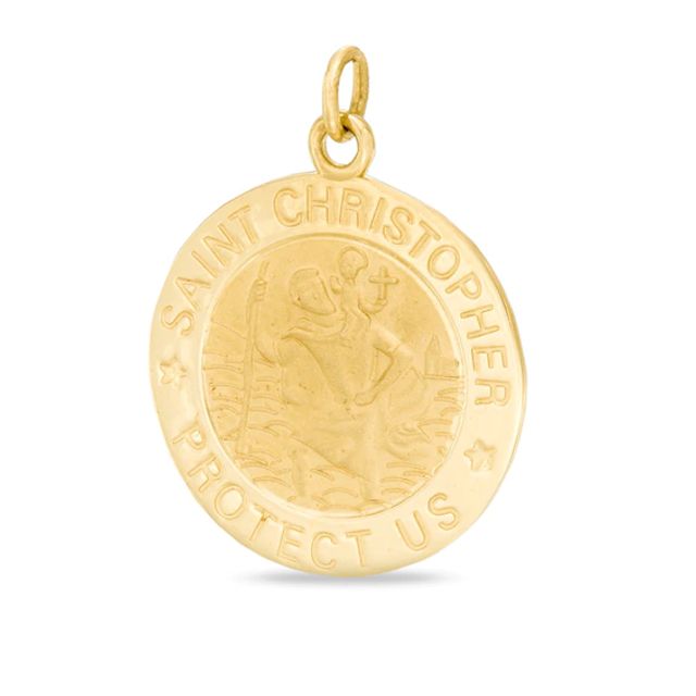 Saint Christopher Medal Necklace Charm in 14K Gold